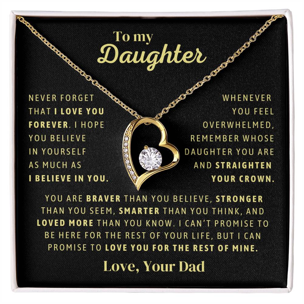 Gift From Dad, To My Daughter Necklace, Forever Love Necklace,  Daughter Jewelry, Heart Pendant