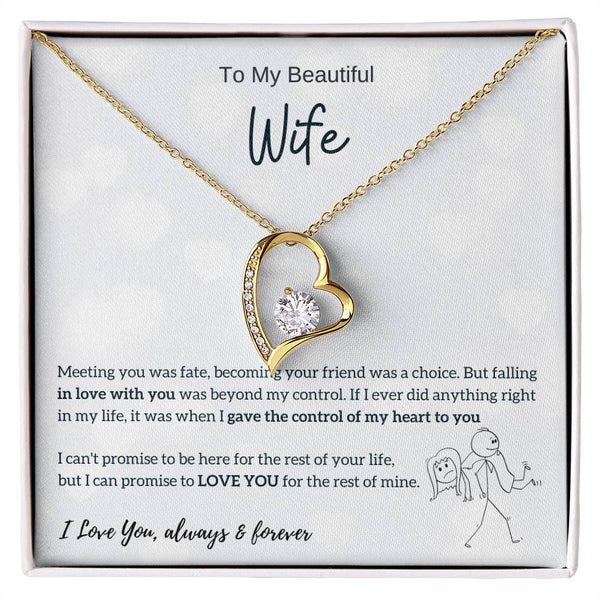 To My Beautiful Wife - I Was Right When I Gave The Control Of My Heart To You! (Only a Few Left) - Forever Love Necklace