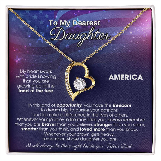 To My Daughter - America Land Of The Free - 4th of July Necklace [Almost Sold Out]