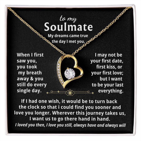 To My Soulmate, My dreams came true the day I met you  - Forever Love Necklace
