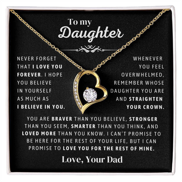 Father to Daughter Daughter Necklace Gift from Dad, Message Card for Daughter, Heart Pendant , Top Gift For Girls