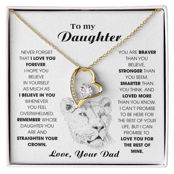 Daughter Gift, Daughter Necklace, 14k Sentimental Gift With Message Card & LED Box ,Lion