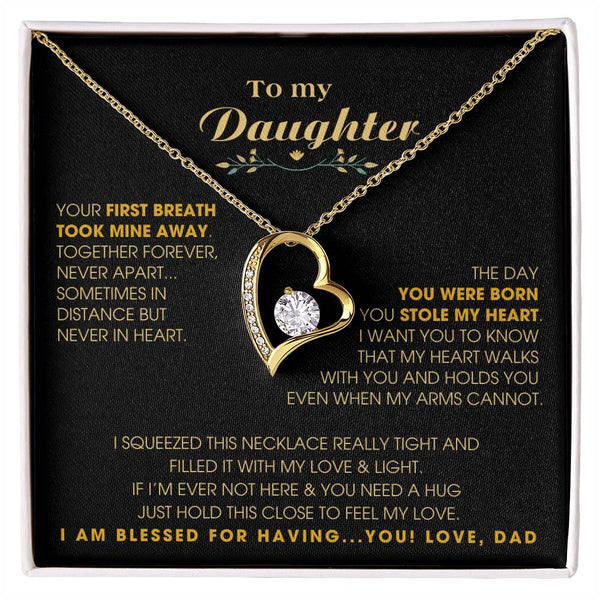 To My Daughter - Hold this necklace close to feel my love & light
