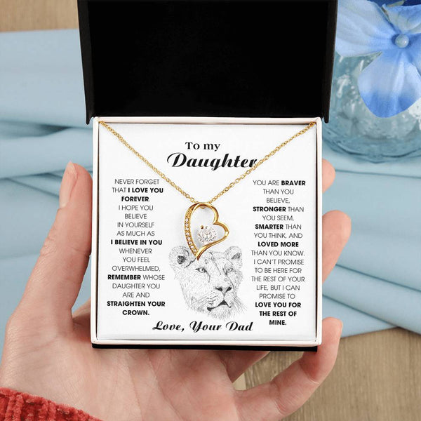 Daughter Gift, Daughter Necklace, 14k Sentimental Gift With Message Card & LED Box ,Lion