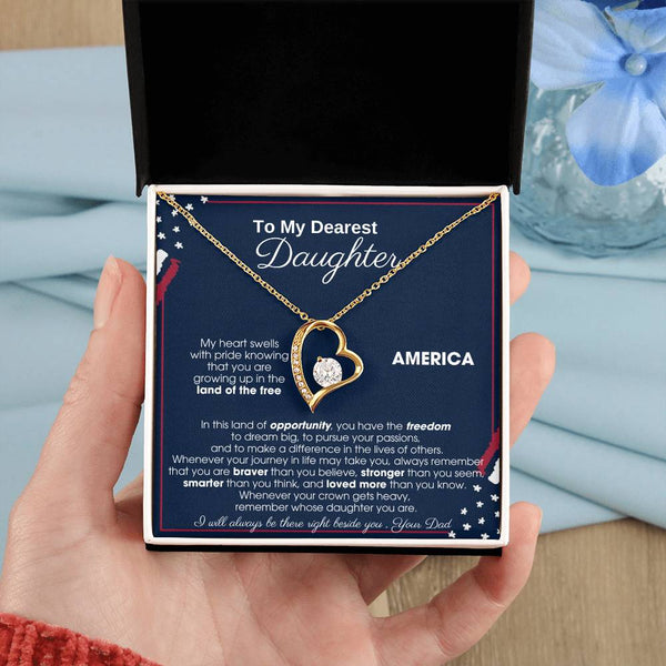 [Only a few left] To My Daughter - America Land Of The Free Because Of The Brave - 4th of July Necklace