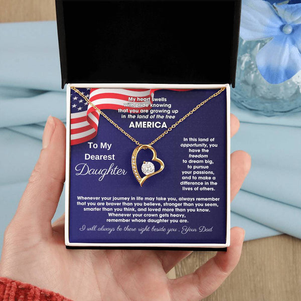 [ Few left only ] To My Daughter - America Land Of The Free Because Of The Brave - 4th of July Necklace
