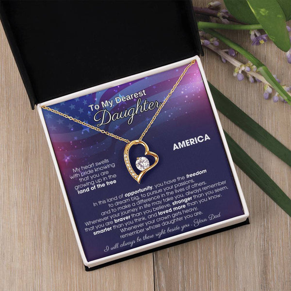 To My Daughter - America Land Of The Free - 4th of July Necklace [Almost Sold Out]