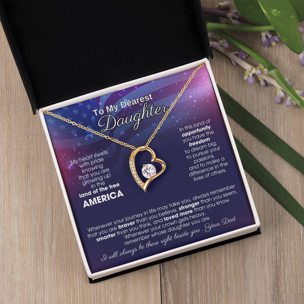 To My Daughter - America Land Of The Free - 4th of July Necklace [ Forever Love ]