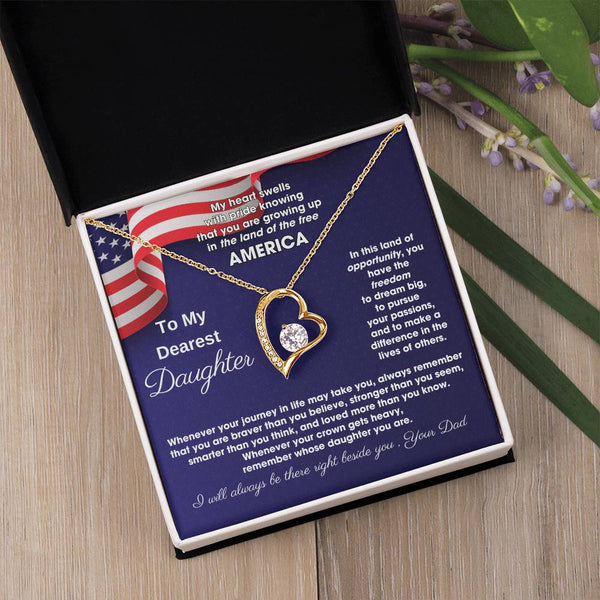 [ Few left only ] To My Daughter - America Land Of The Free Because Of The Brave - 4th of July Necklace