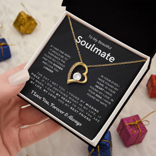 To My Beautiful Soulmate, You Are My Missing Piece - (Forever Love Necklace)