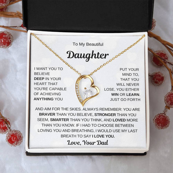 To My Beautiful Daughter, Aim For The Skies (Forever Love Necklace)