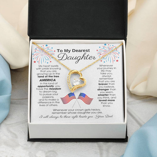 To My Daughter - America Land Of The Free - 4th of July Necklace