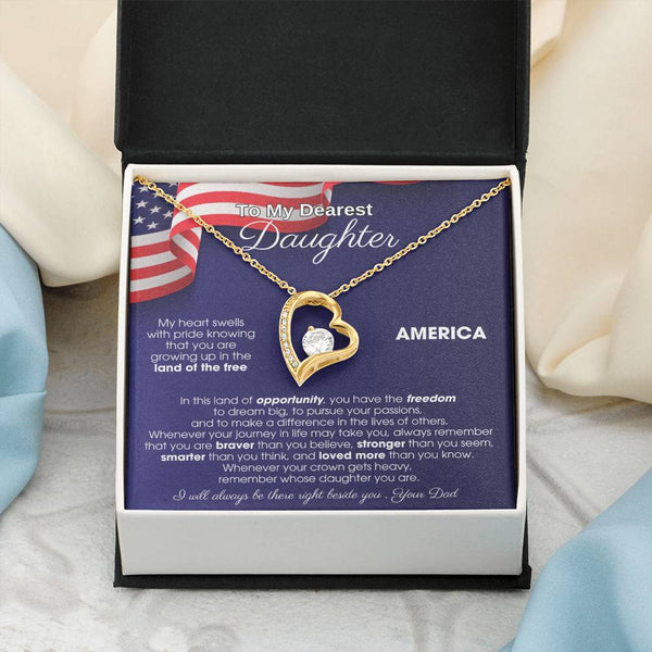 [Almost Sold Out] To My Daughter - America Land Of The Free Because Of The Brave - 4th of July Necklace