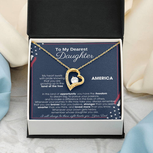 [Only a few left] To My Daughter - America Land Of The Free Because Of The Brave - 4th of July Necklace