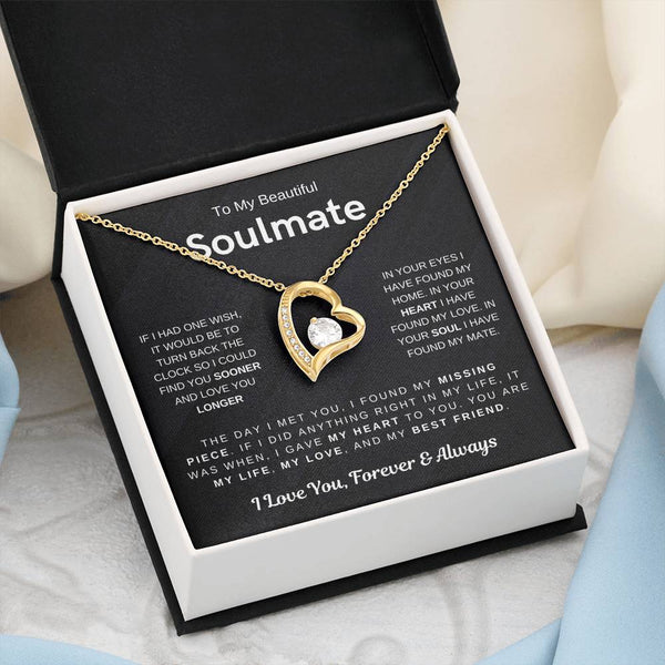 To My Beautiful Soulmate, You Are My Missing Piece - (Forever Love Necklace)