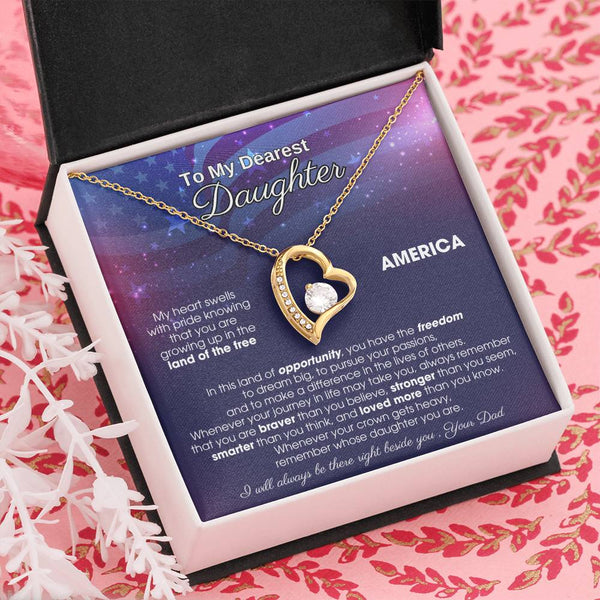 To My Daughter - America Land Of The Free - 4th of July Necklace [Almost Sold Out]