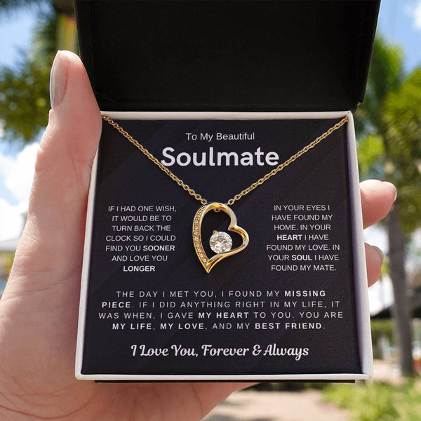 To My Beautiful Soulmate, You Are My Missing Piece - (Forever Love Necklace)