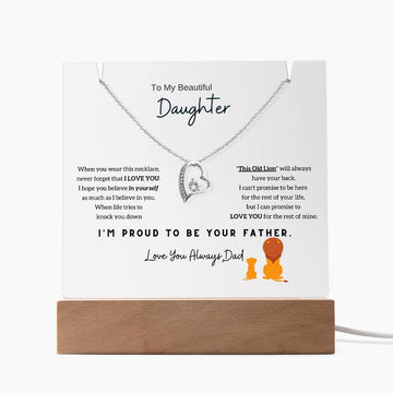 To My Beautiful Daughter, I'm proud to be your father [Acrylic Plaque & Necklace]