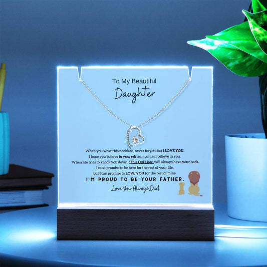 [Almost sold out] To My Beautiful Daughter, I'm proud to be your father [Acrylic Plaque & Necklace]