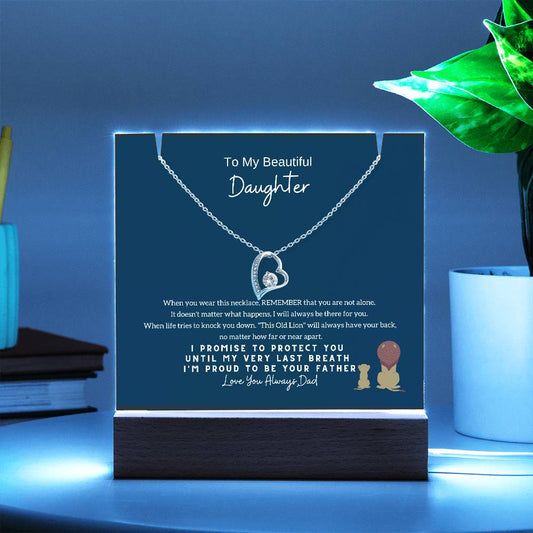 To My Daughter - I Promise To Protect You Until My Very Last Breath [Acrylic Plaque & Necklace]