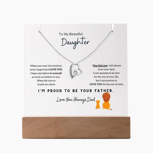 To My Beautiful Daughter, I'm proud to be your father [Acrylic Plaque & Necklace]