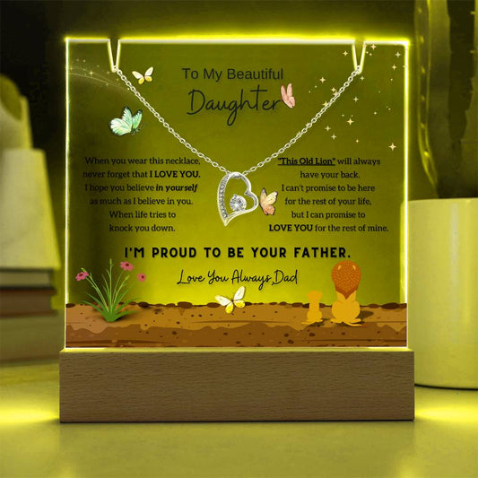 [Almost Gone] To My Beautiful Daughter, I'm proud to be your father [Acrylic Plaque & Necklace]