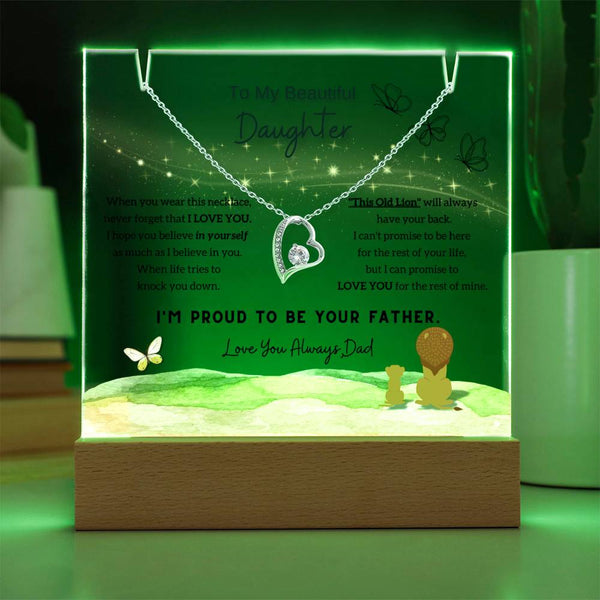 To My Beautiful Daughter, I'm proud to be your father (Acrylic Plaque & Necklace)