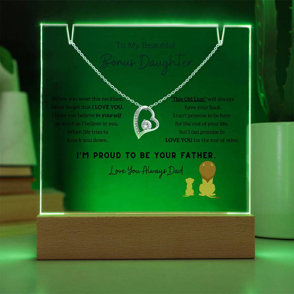 (Almost Gone) To My Bonus Daughter (Step Daughter) - I'm Proud To Be Your Father [Acrylic Plaque & Necklace]