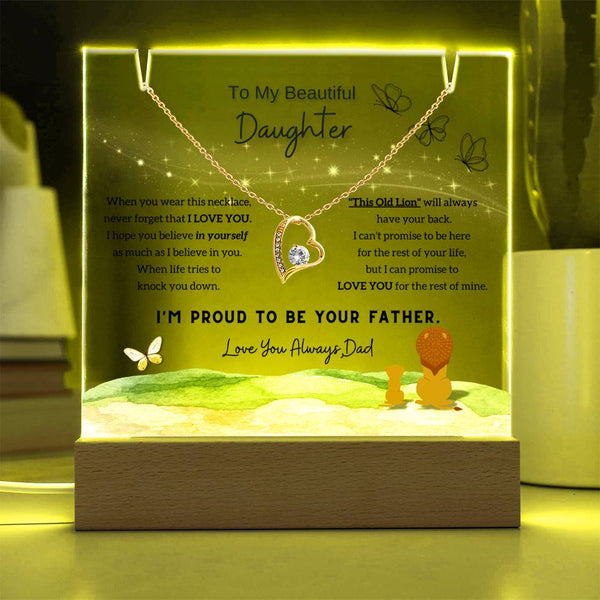 To My Beautiful Daughter, I'm proud to be your father (Acrylic Plaque & Necklace)