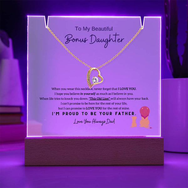 (Almost Gone) To My Bonus Daughter (Step Daughter) - I'm Proud To Be Your Father [Acrylic Plaque & Necklace]