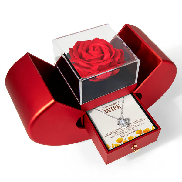To My Wife - If I Had To Choose Between Loving You And Breathing - Love Knot - Red Heart Rose Box