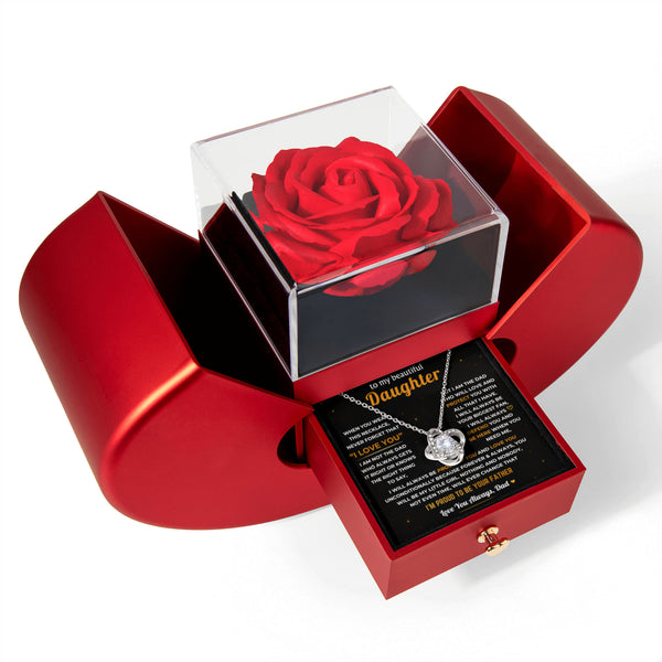 To My Daughter - Dad Will Always Be Here - Rose Box Love Knot