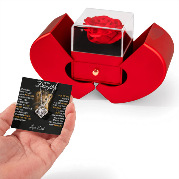 To My Beautiful Daughter, I AM ALWAYS RIGHT THERE IN YOUR HEART - Love Knot  - Heart Rose Box