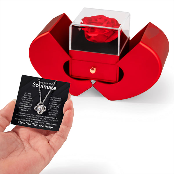 To My Souldmate, I Could Find You Sooner And Love You Longer - Love Knot - Red Heart Rose Box