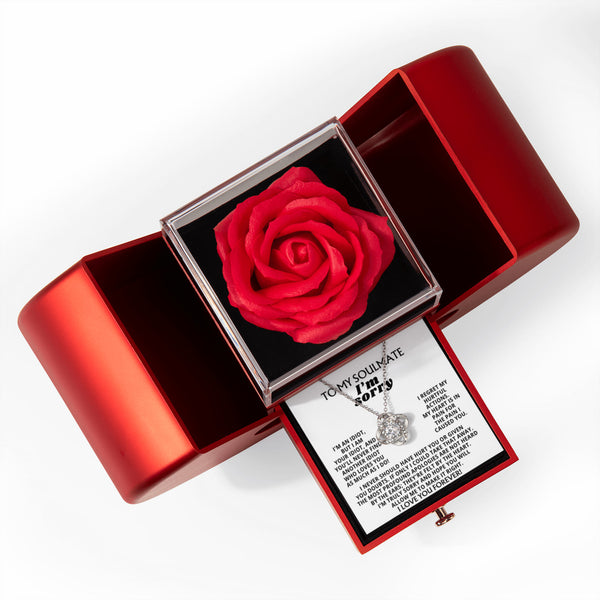 To My Soulmate - I'm Truly Sorry - Love Knot - Red Heart Rose Box