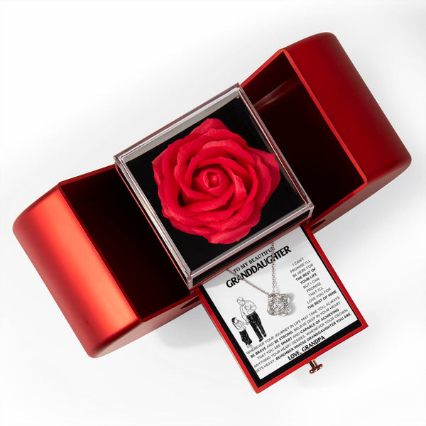 TO MY BEAUTIFUL GRANDDAUGHTER , REMEMBER WHOSE GRANDDAUGHTER YOU ARE - Heart Rose Box - Love Knot
