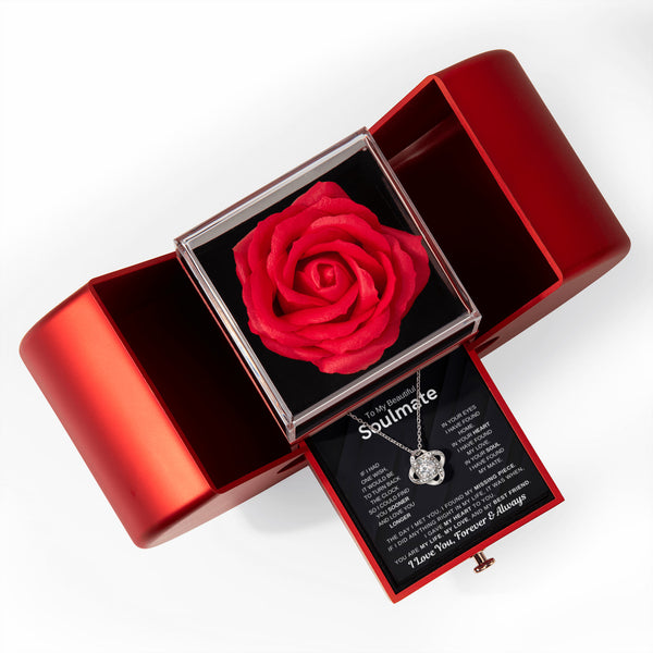 To My Souldmate, I Could Find You Sooner And Love You Longer - Love Knot - Red Heart Rose Box