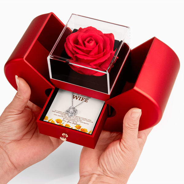 To My Wife - If I Had To Choose Between Loving You And Breathing - Love Knot - Red Heart Rose Box