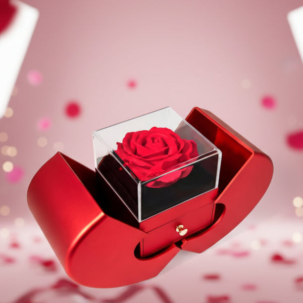 To My Beautiful Wife, I squeezed this necklace really tight and filled it with my love - Red Heart Rose Box