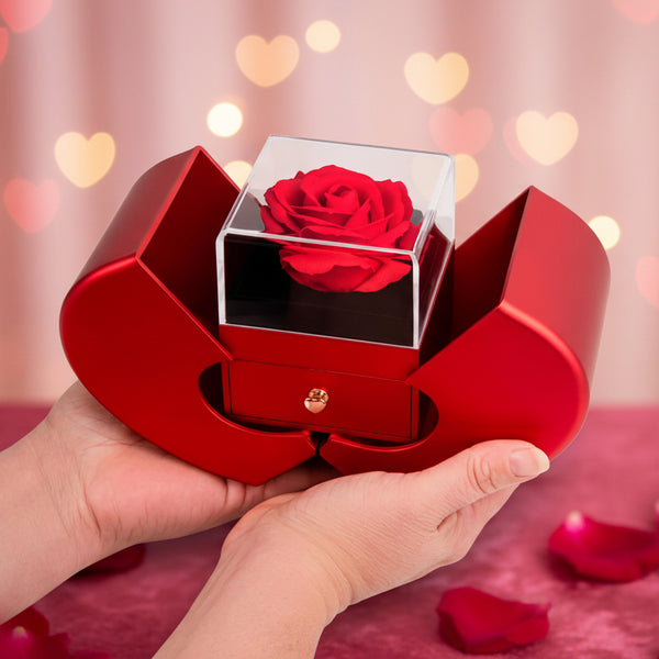 To My Beautiful Wife, I squeezed this necklace really tight and filled it with my love - Red Heart Rose Box