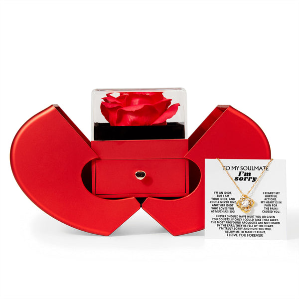To My Soulmate - I'm Truly Sorry - Love Knot - Red Heart Rose Box