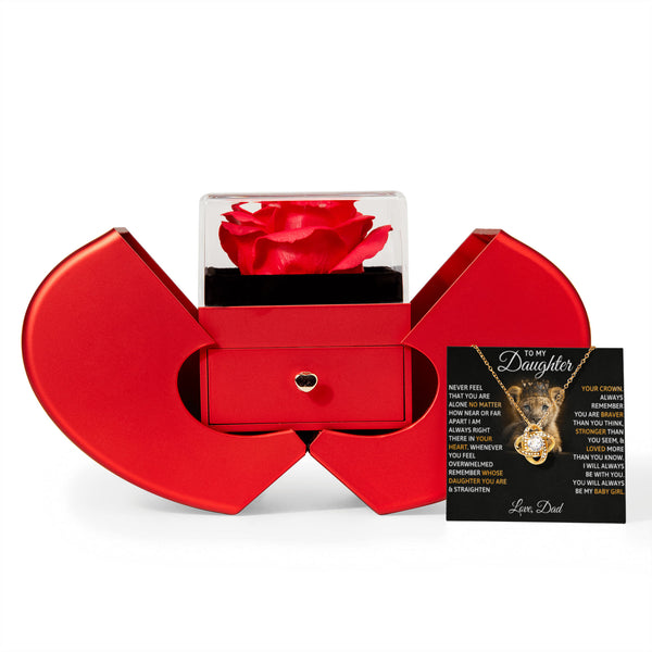 To My Beautiful Daughter, I AM ALWAYS RIGHT THERE IN YOUR HEART - Love Knot  - Heart Rose Box