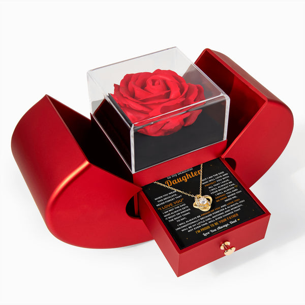 To My Daughter - Dad Will Always Be Here - Rose Box Love Knot