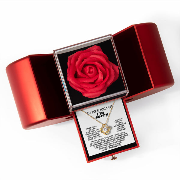 To My Soulmate - I'm Truly Sorry - Love Knot - Red Heart Rose Box