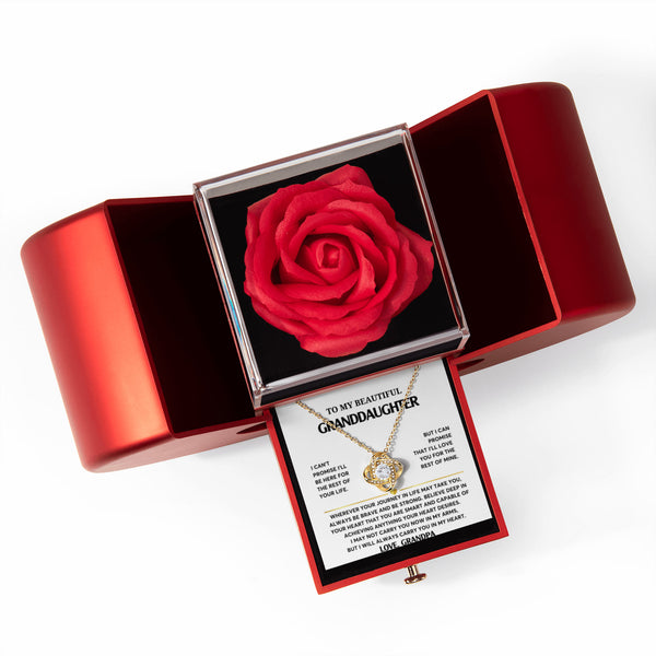 To My Beautiful Granddaughter, ALWAYS carry you in my heart - Love Knot - Red Heart Rose Box