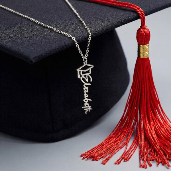 Happy Graduation, I am so proud of you  - Graduation Cap Name Necklace