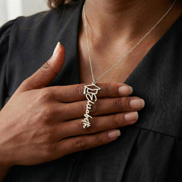 Happy Graduation, I am so proud of you  - Graduation Cap Name Necklace