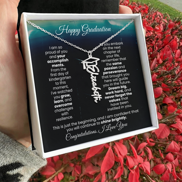 Happy Graduation, I am so proud of you  - Graduation Cap Name Necklace ( Almost Gone )