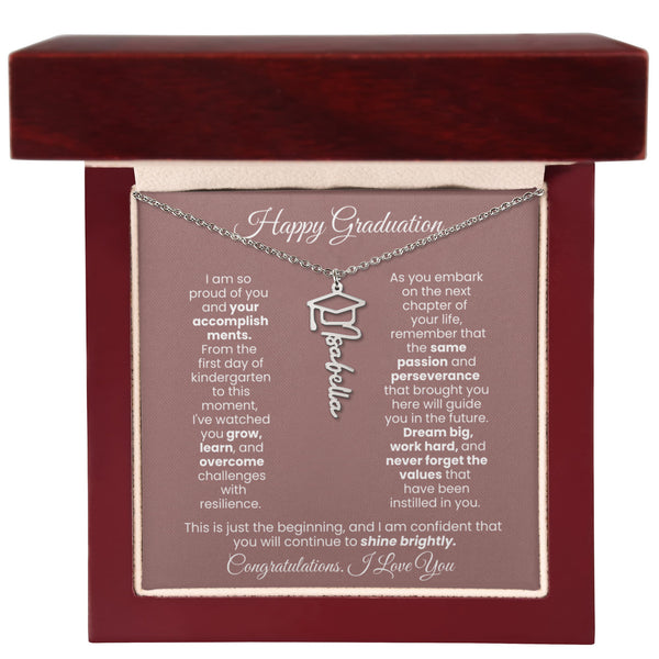 Happy Graduation, I am so proud of you  - Graduation Cap Name Necklace