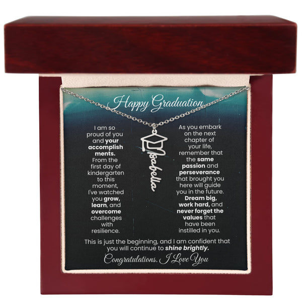 Happy Graduation, I am so proud of you  - Graduation Cap Name Necklace ( Almost Gone )